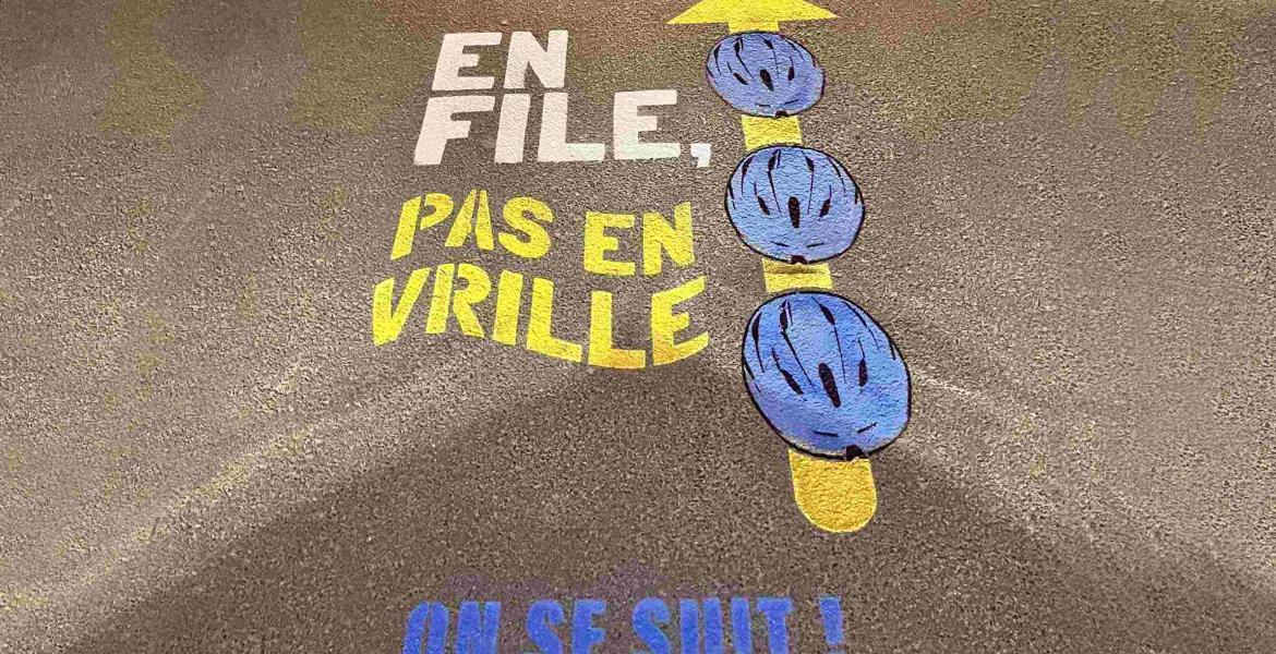 Marquage au sol: En file pas en vrille Marquage au sol: En file pas en vrille