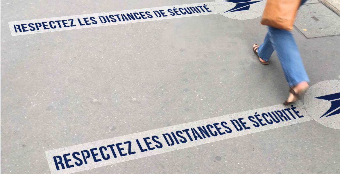 Marquage au sol sur le trottoir spécial coronavirus Marquage au sol Covid19